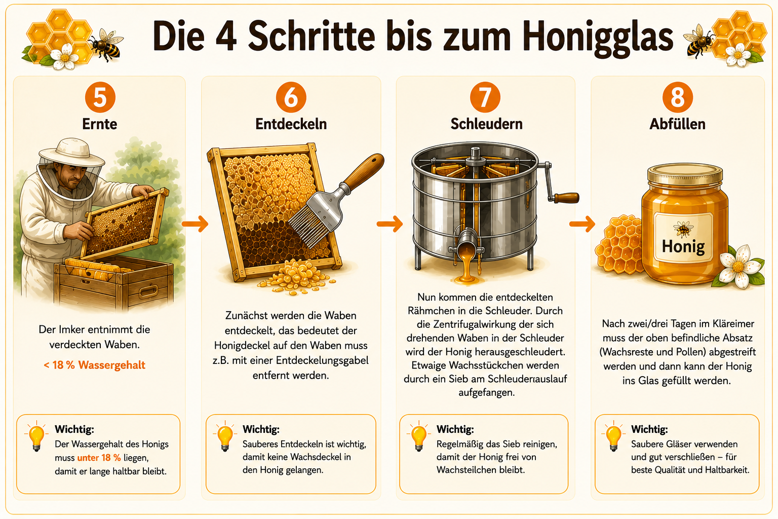 Die 4 Schritte bis zum Honigglas
